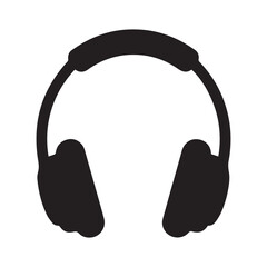 Black Headphone Icon Vector &ndash; Minimal Music Headset Silhouette