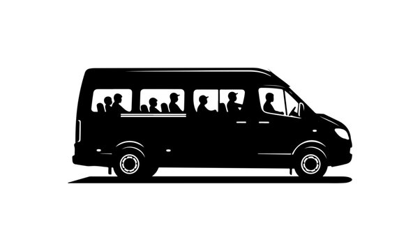 Modern Minibus Passenger Transport Vector Illustration