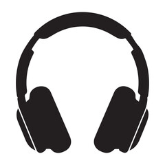 Black Headphone Icon Vector &ndash; Minimal Music Headset Silhouette