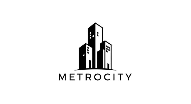 Black and white city logo design.