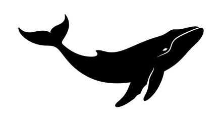 Black silhouette of a whale swimming. © rohmat