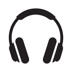 Black Headphone Icon Vector &ndash; Minimal Music Headset Silhouette