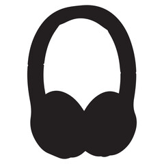 Black Headphone Icon Vector &ndash; Minimal Music Headset Silhouette