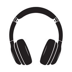 Black Headphone Icon Vector &ndash; Minimal Music Headset Silhouette