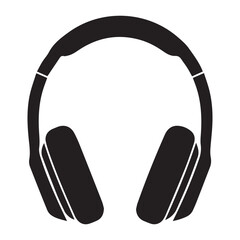 Black Headphone Icon Vector &ndash; Minimal Music Headset Silhouette
