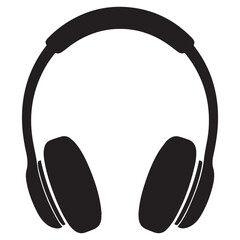 Black Headphone Icon Vector &ndash; Minimal Music Headset Silhouette