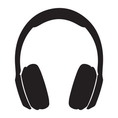 Black Headphone Icon Vector &ndash; Minimal Music Headset Silhouette