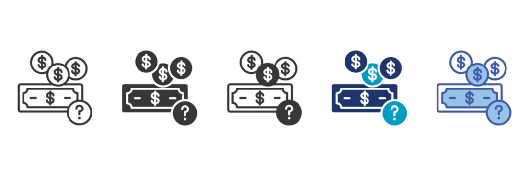 fake income icon set consisting of multiple styles vector illustration