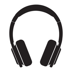 Black Headphone Icon Vector &ndash; Minimal Music Headset Silhouette