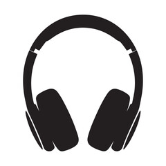 Black Headphone Icon Vector &ndash; Minimal Music Headset Silhouette