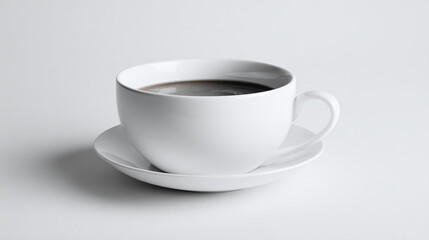 Obraz premium A pristine coffee cup with saucer. The cup is filled with coffee 
