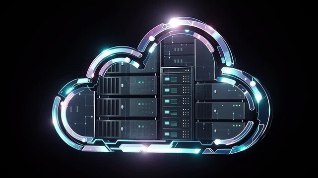 Powerful cloud computing server network Modern digital data storage, advanced technology infrastructure, secure management and reliable internet