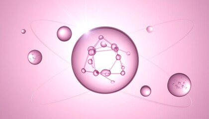 Pink abstract rendering of molecule structure in a bubble formation