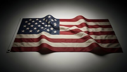 Waving American flag in dramatic lighting