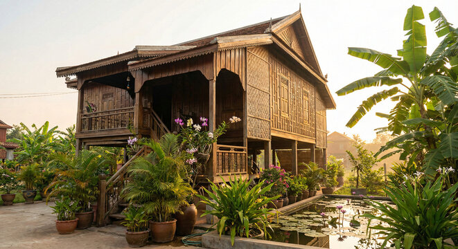 Morning Light Over Traditional Home Exterior