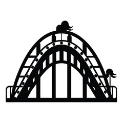 Ferris Wheel and Roller Coaster Icon &ndash; Amusement Park Silhouette