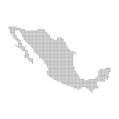 Halftone Mexico map with dot pattern. Black and white Mexico map digital simple travel infographics. Vector isolated concept