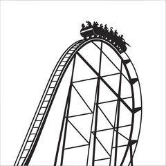 Ferris Wheel and Roller Coaster Icon &ndash; Amusement Park Silhouette