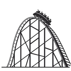 Ferris Wheel and Roller Coaster Icon &ndash; Amusement Park Silhouette