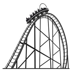 Ferris Wheel and Roller Coaster Icon &ndash; Amusement Park Silhouette