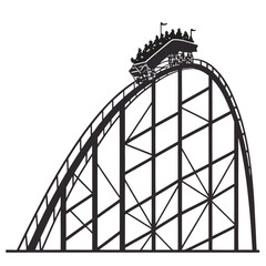 Ferris Wheel and Roller Coaster Icon &ndash; Amusement Park Silhouette