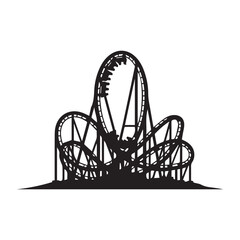 Ferris Wheel and Roller Coaster Icon &ndash; Amusement Park Silhouette
