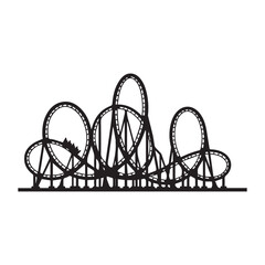 Ferris Wheel and Roller Coaster Icon &ndash; Amusement Park Silhouette