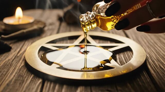 Ritual oil pour over pentagram