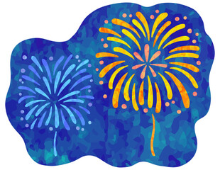 夜空に輝く花火のイラスト ベクター素材