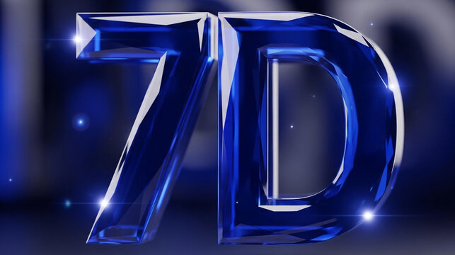 3D Blue Faceted Glowing 7D Digital Design