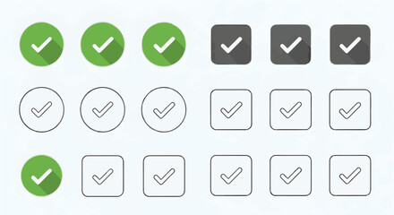Approval and Verification Checklist Icons for Process Completion