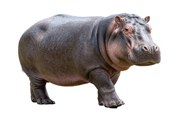 Obraz premium Hippopotamus Standing on White Background