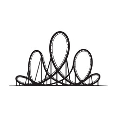 Ferris Wheel and Roller Coaster Icon &ndash; Amusement Park Silhouette