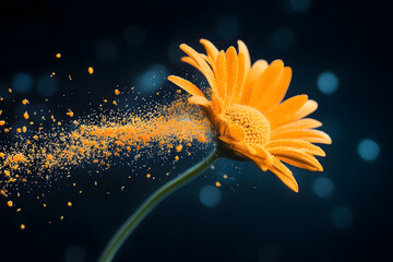 yellow flower on a black background