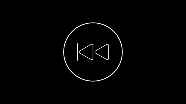 Rewind button minimalist line icon for digital designs. Suitable for uiux, websites, presentations, educational materials, and apps.