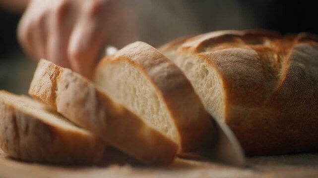 chef cutting bread