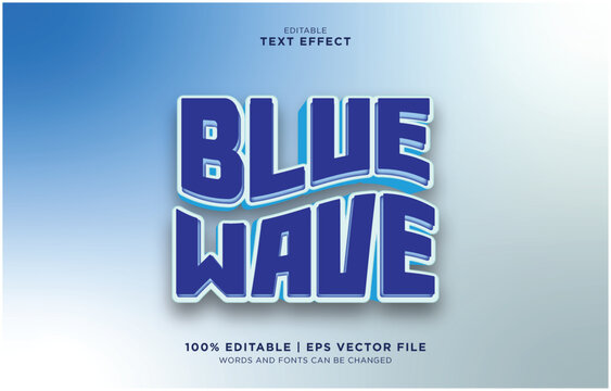 Editable vector text effect with blue wave typography in a gradient background
