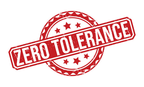 Red Zero Tolerance Rubber Stamp with Stars white