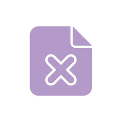 A purple file icon with a white X symbol on a plain white background indicating deletion