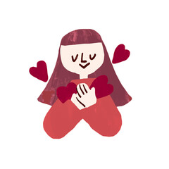 Illustration of a girl putting her heart into it