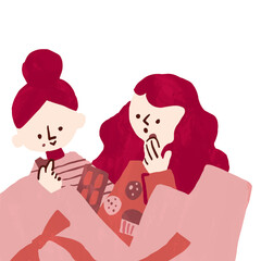 Fototapeta premium Valentine's Day illustration of friends eating sweets