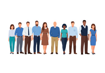 Obraz premium Diverse group of people standing together in a line