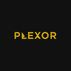 Fototapeta premium Plexor Geometric Cutout Gold Luxury Tech Brand Logo. Vector Logo Design.
