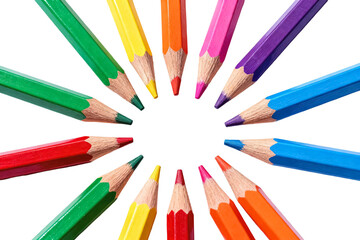 Fototapeta premium Colorful Colored Pencils Arranged in Circle