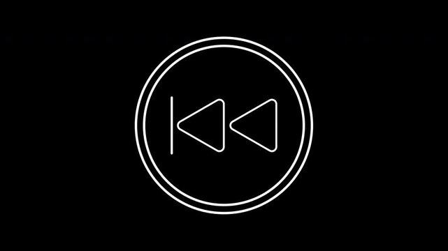 Rewind button in a doublelined circle, suitable for multimedia designs, playback buttons, retro themes, music player interfaces, and apps.