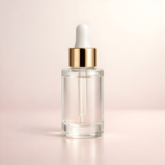 Naklejka premium Luxury Cosmetic Serum Bottle Isolated on Soft Pastel Background