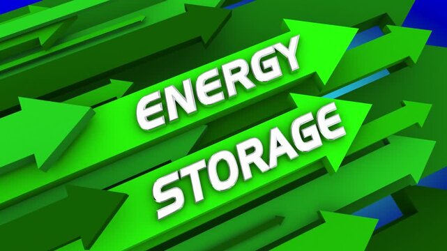 Energy Storage Arrows Rising Clean Power Store in Batteries Increase Demand 3d Animation
