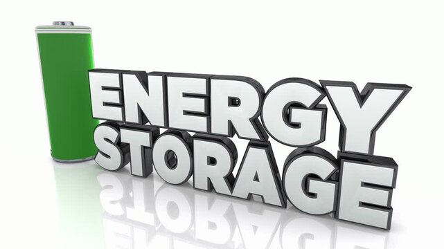 Energy Storage Battery Store Power Electricity Rising Words 3d Animation