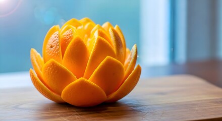 Creative Orange Petal Flower Decoration in Minimal Studio Setting