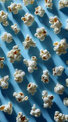 Close-up of Popcorn on Blue Background